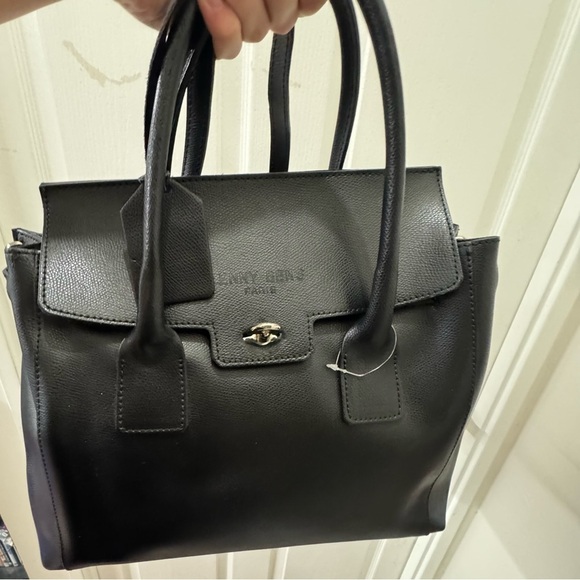 Lenny Bens Paris Black Leather Tote Made in Italy (loose screw-check last photo) - Picture 13 of 16